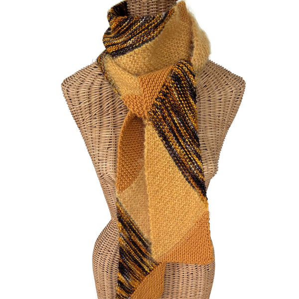 Diagonal Knit Gold Scarf