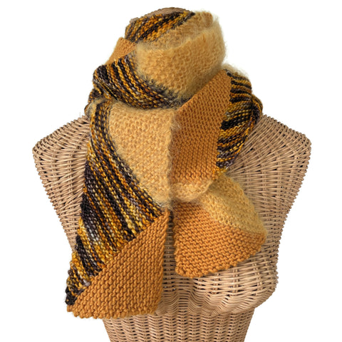 Diagonal Knit Gold Scarf