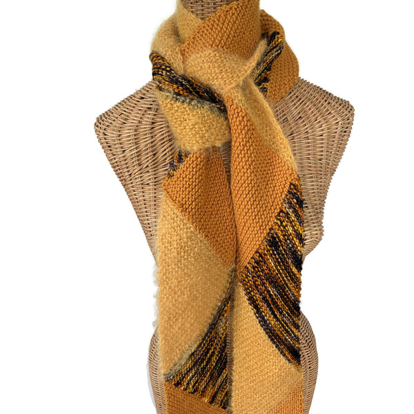 Diagonal Knit Gold Scarf