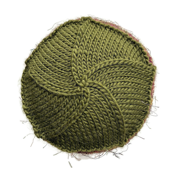 Rolled Brim Beanie Olive with Mauve