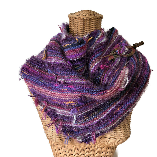 Triangular Scarf Wool Asymmetrical FUSION Purple