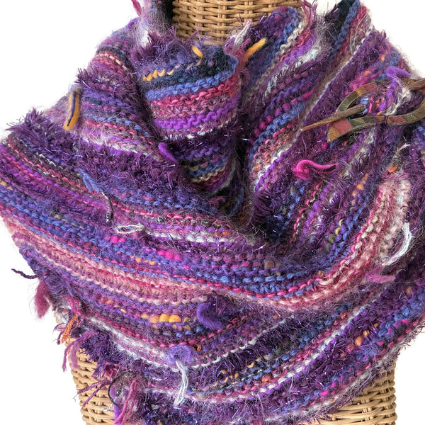 Triangular Scarf Wool Asymmetrical FUSION Purple