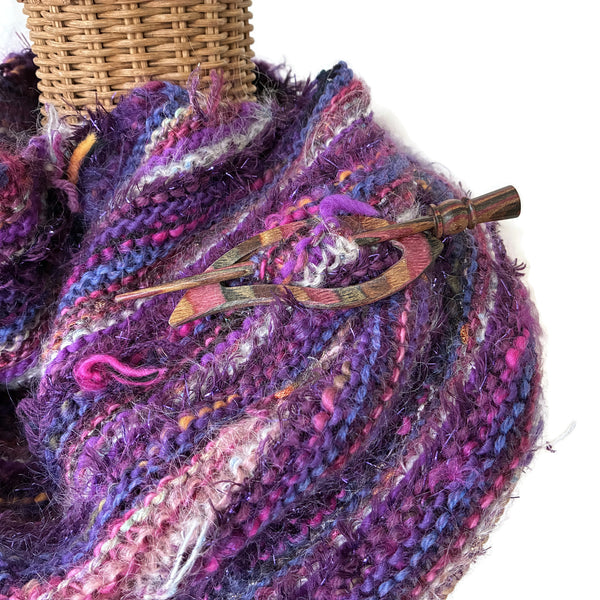 Triangular Scarf Wool Asymmetrical FUSION Purple