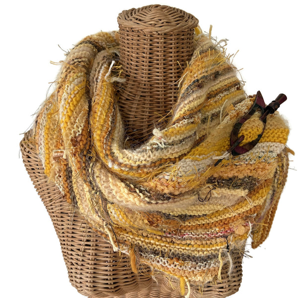 Triangular Scarf Wool Asymmetrical FUSION Gold