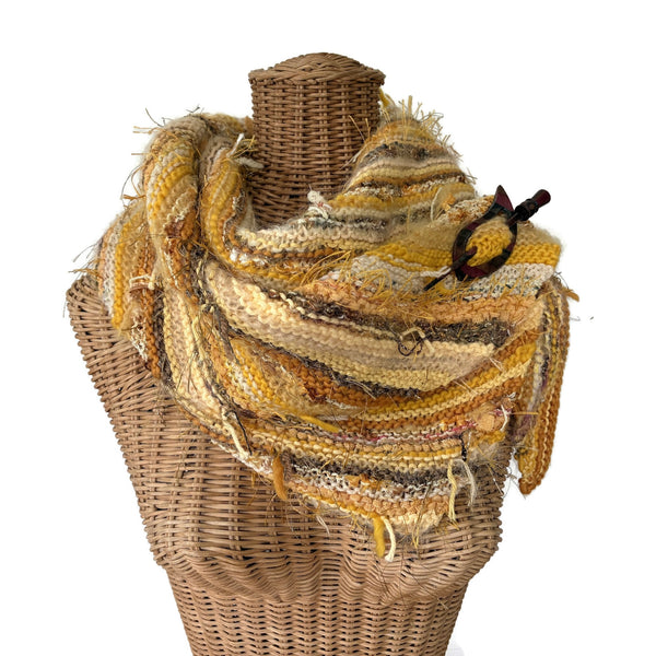 Triangular Scarf Wool Asymmetrical FUSION Gold