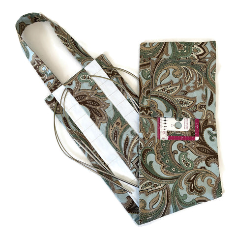 Hanging Circular Needle Organizer Brown Aqua Paisley - Buttermilk Cottage