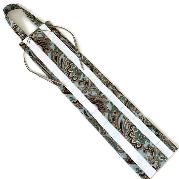 Hanging Circular Needle Organizer Brown Aqua Paisley - Buttermilk Cottage