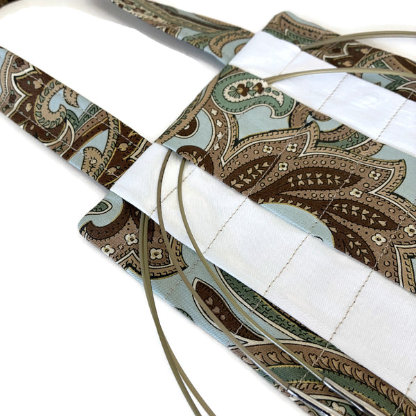 Hanging Circular Needle Organizer Brown Aqua Paisley - Buttermilk Cottage
