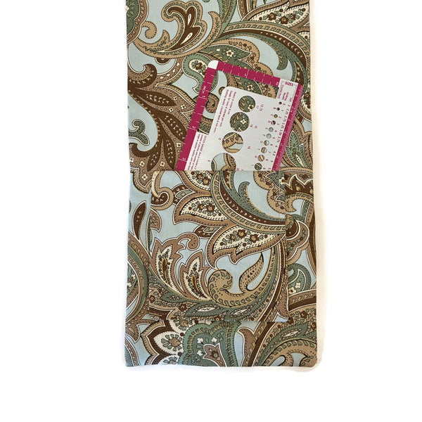 Hanging Circular Needle Organizer Brown Aqua Paisley - Buttermilk Cottage