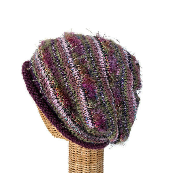 Mauve with Olive Slouchy Hat