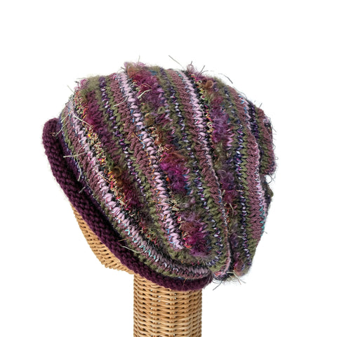 Mauve with Olive Slouchy Hat