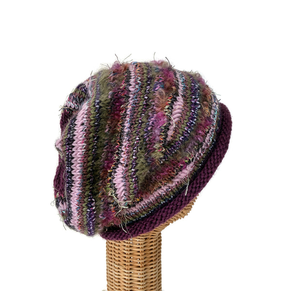Mauve with Olive Slouchy Hat