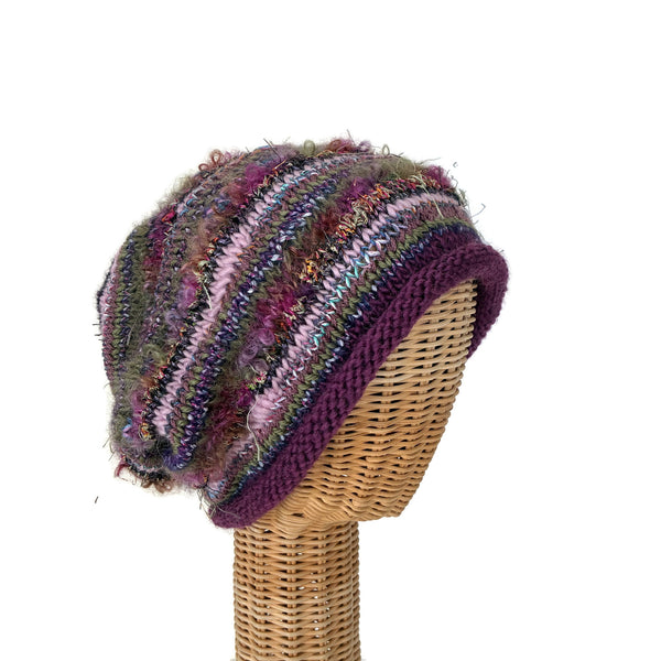 Mauve with Olive Slouchy Hat