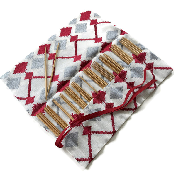 Double Point Needle Roll Up 6 or 12 Pockets Embroidered Fabric