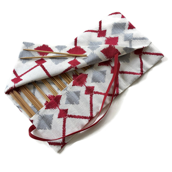 Double Point Needle Roll Up 6 or 12 Pockets Embroidered Fabric