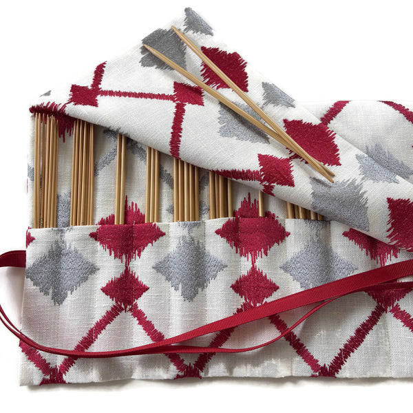 Double Point Needle Roll Up 6 or 12 Pockets Embroidered Fabric