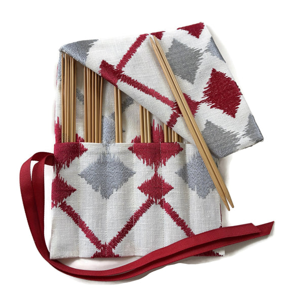 Double Point Needle Roll Up 6 or 12 Pockets Embroidered Fabric