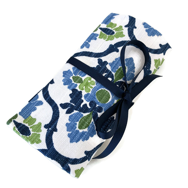 Double Point Needle Roll Up 12 Pockets Blue Green Floral