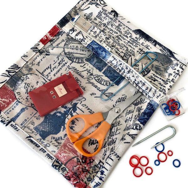Blue Upholstery Knitting Bag