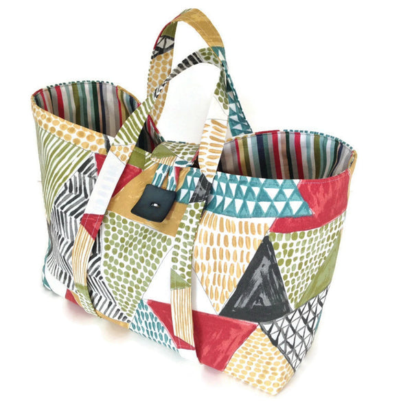 Large Knitting Bag Red and White Stripe