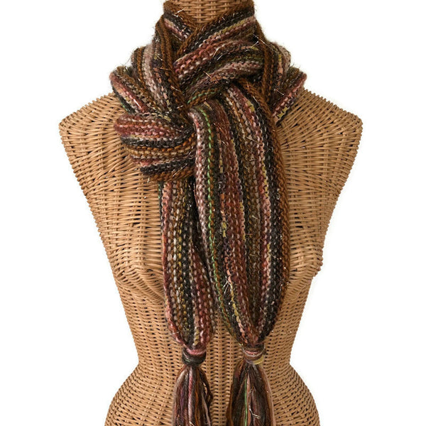 Hand Knit Scarf Brown