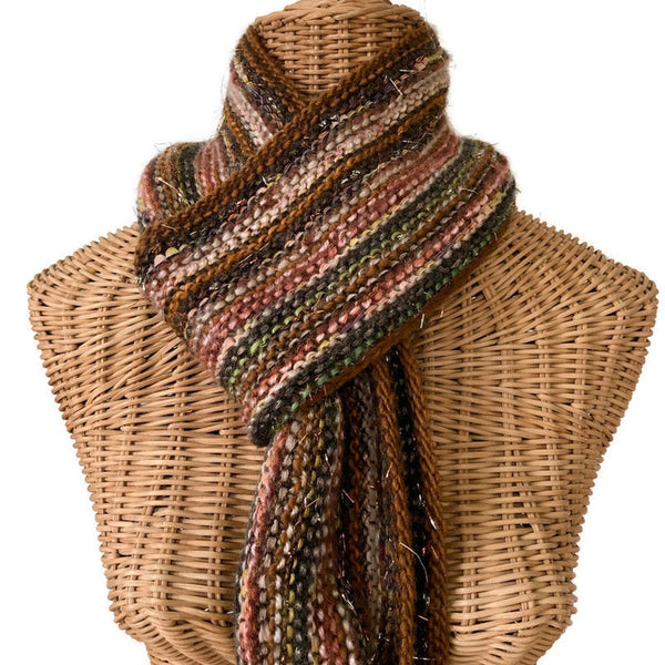 Hand Knit Scarf Brown