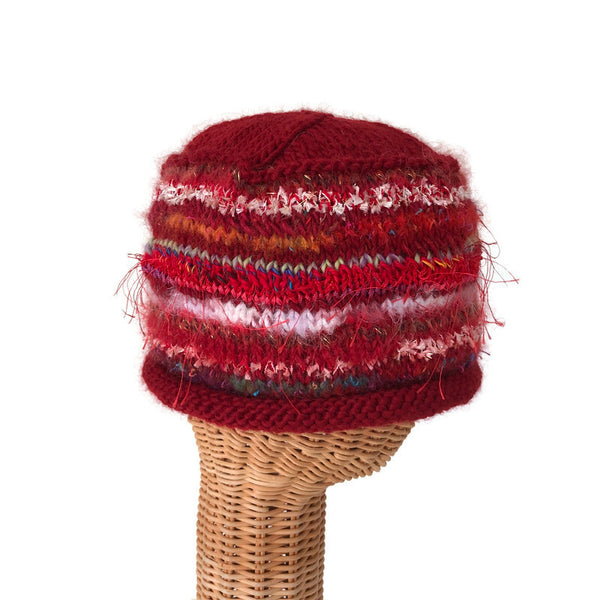 red hand knit beanie