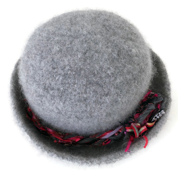 Bowler Style Felted Hat Gray Wool