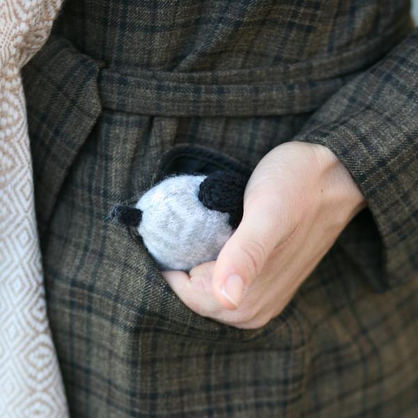 Felted Sheep Hand Warmers Black and Red Fair Isle