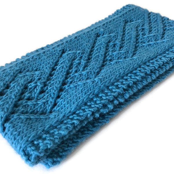 Hand Knit Scarf Blue Slate