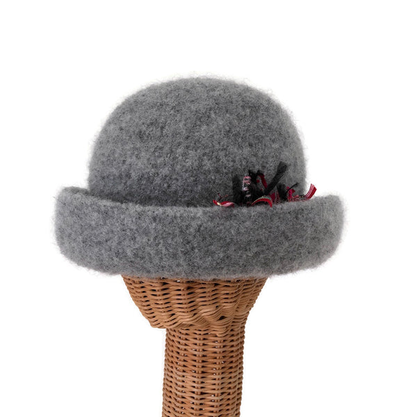 Bowler Style Felted Hat Gray Wool