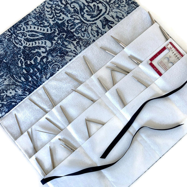 Circular Needle Case Blue Vintage Ikat