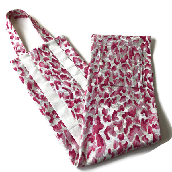 Hanging Circular Needle Organizer Pink and White Faux Animal Print