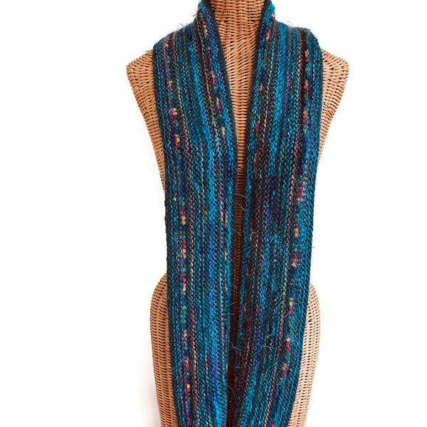 Hand Knit Scarf Teal FUSION