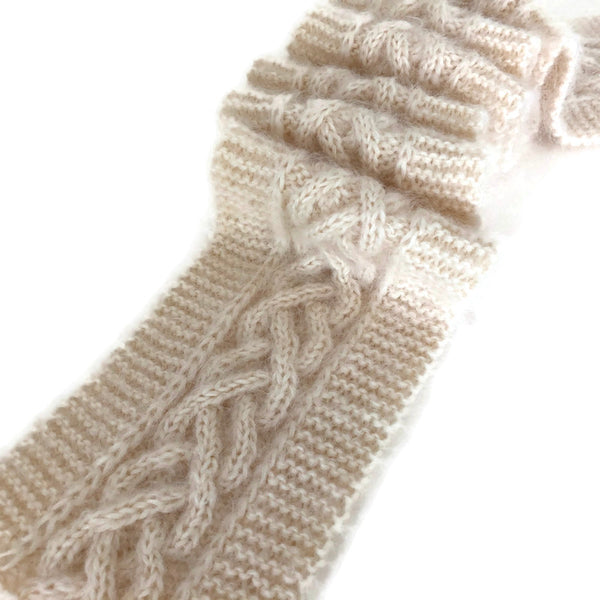 cabled white mohair scarf