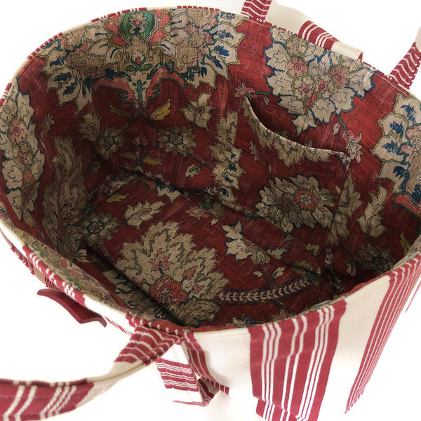 Large Knitting Bag Red and White Stripe