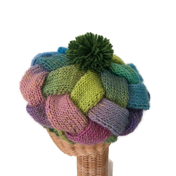 Entrelac Hat Vibrant Green