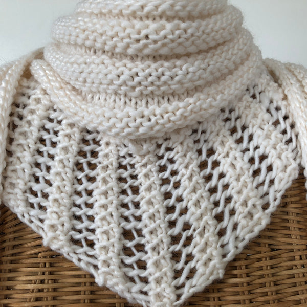 Lacy Knit Scarf Wool & Mohair White