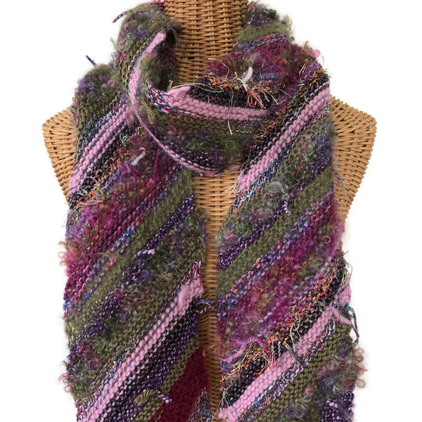 Boho Style Scarf Mauve Bias Knit