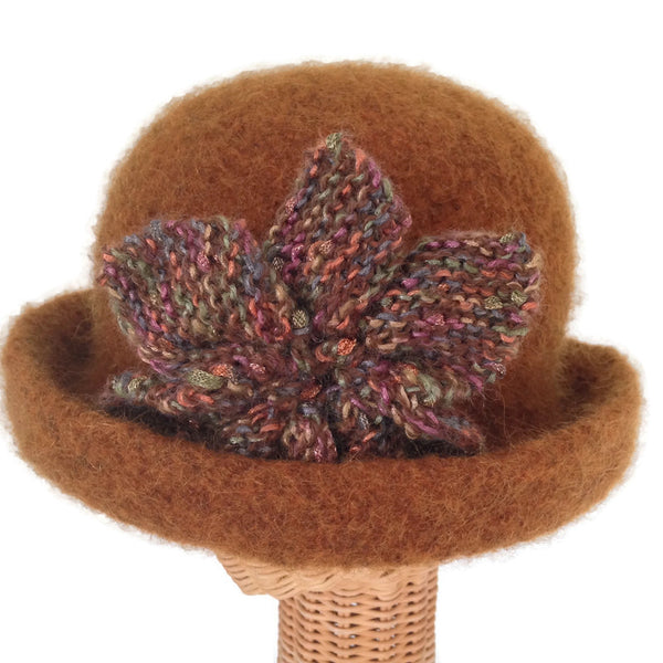 Bowler Style Felted Hat Brown Wool