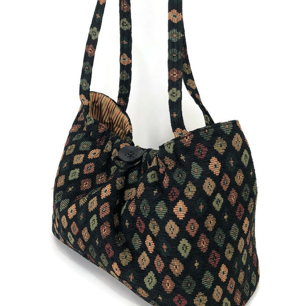 black shoulder knitting bag