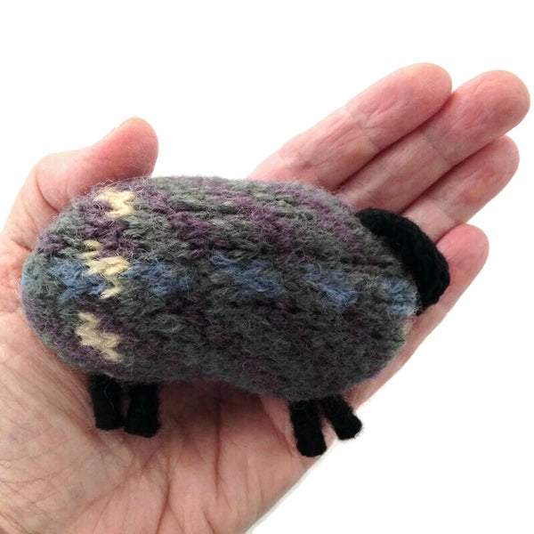 Felted Sheep Hand Warmers Brown Plaid
