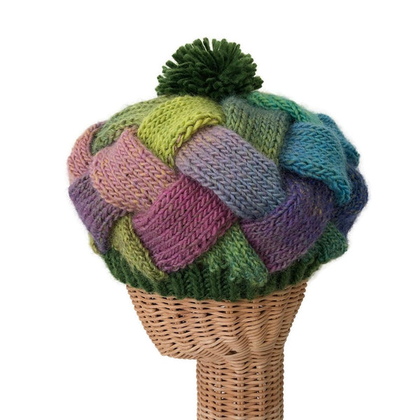 Entrelac Hat Vibrant Green