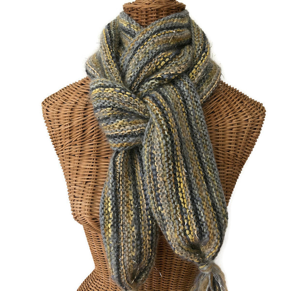 Hand Knit Scarf Gray FUSION