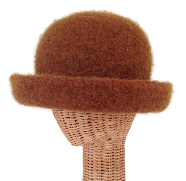 Bowler Style Felted Hat Brown Wool