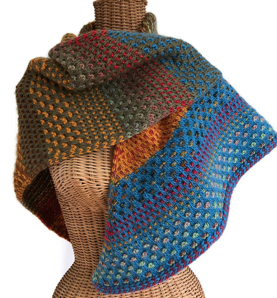 Triangular Scarf Shawl Multi Colored Wool Mohair