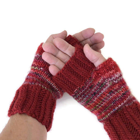Fingerless Mitts Red