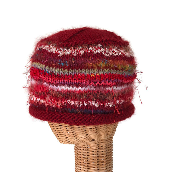 red hand knit beanie