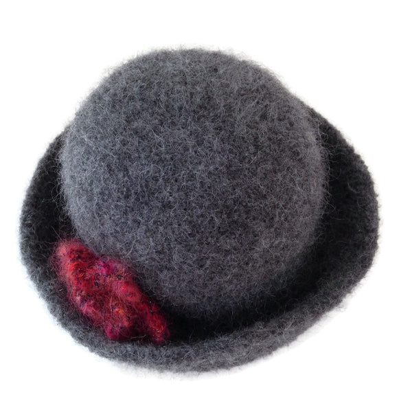 Bowler Style Felted Hat Gray Wool