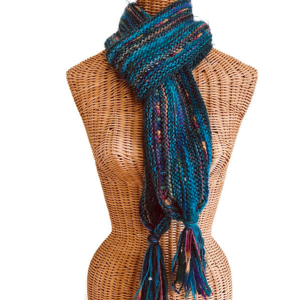Hand Knit Scarf Teal FUSION